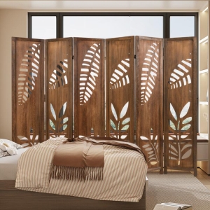 Costway4/6-Panel 170cm Folding Room Divider with Double Action Hinges-6 panel