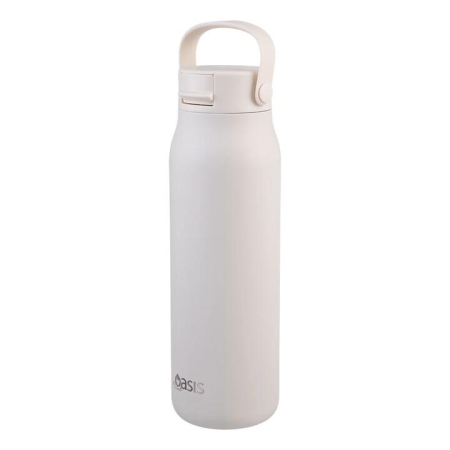 Oasis Sorrento Alabaster 900mL Ceramic Lined Stainless Steel Double Wall Insulated Sipper. - Bottles