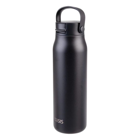 Oasis Sorrento Black 900mL Ceramic Lined Stainless Steel Double Wall Insulated Sipper. - Bottles