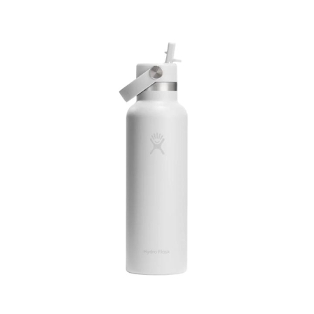 Hydro Flask Standard Mouth White Bottle with Flex Straw Cap 621mL - Bottles