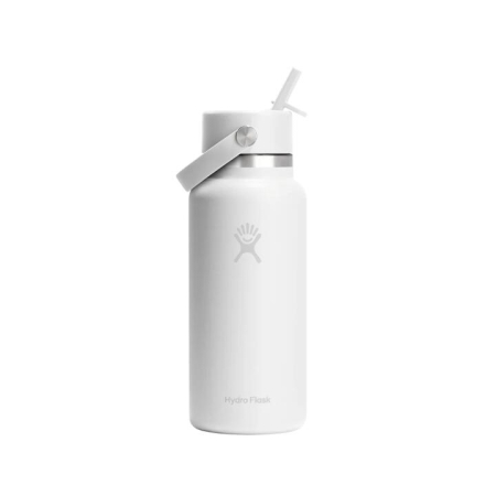 Hydro Flask Wide Mouth White Bottle with Flex Straw Cap 946mL - Bottles