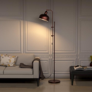 CostwayIndustrial Floor Lamp with Adjustable Height & Lamp Head for Living Room