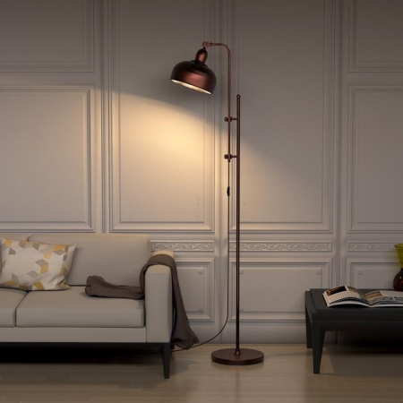 CostwayIndustrial Floor Lamp with Adjustable Height & Lamp Head for Living Room - Floor Lamps