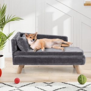 CostwayElevated Pet Bed for Small Medium Dogs with Pad and Pillow-Grey