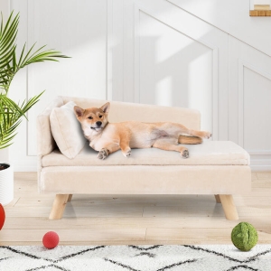 CostwayElevated Pet Bed for Small Medium Dogs with Pad and Pillow-White