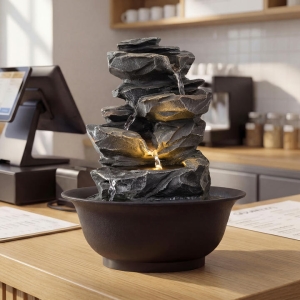 CostwayTabletop Water Fountain with LED Light for Home Office