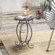 CostwayMosaic Outdoor Side Table with Weather Resistant Ceramic Tile Tabletop-White - Outdoor > Garden > Plant Stands