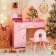 Costway2-in-1 Children Kids Vanity Set with Mirror and Detachable Top for Girls Ages 3-7. - TOYS
