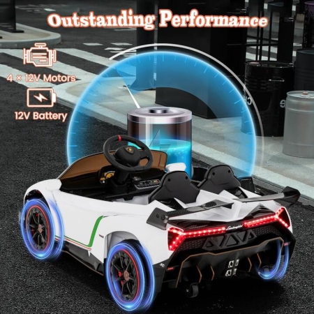 CostwayLicensed Lamborghini 4WD Kids Ride-on Sports Car for Kids-White - Toys & Hobbies > Ride On Toys > Powered Ride On Toys