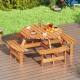 Costway6/8-Person Round Picnic Table Set Circular Patio Dining Camping Table-Brown - Outdoor > Outdoor & Patio Furniture > Patio Tables