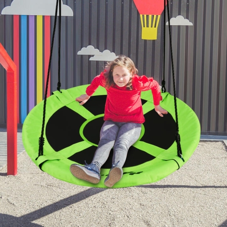 Costway100cm Flying Saucer Tree Swing for Children with Easy Assembly-Green - Toys & Hobbies > Outdoor Play > Swing & Playsets