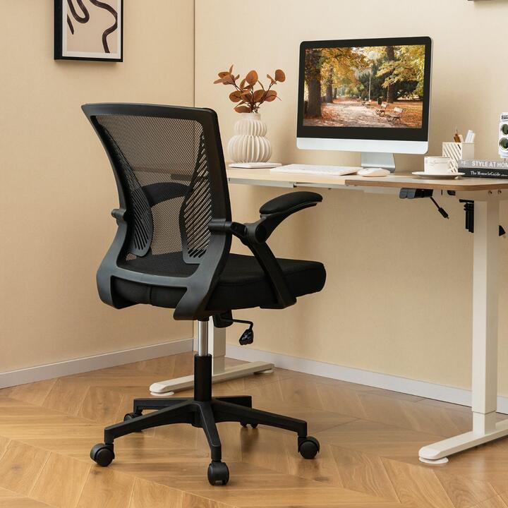 CostwayAdjustable Ergonomic Office Chair with Flip-Up Armrests