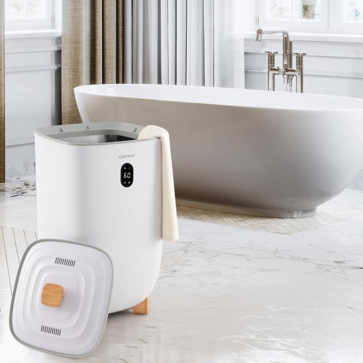 Costway35L Large Towel Warmer Bucket with 20-90Min Timer and 2-5H Drying Mode-White