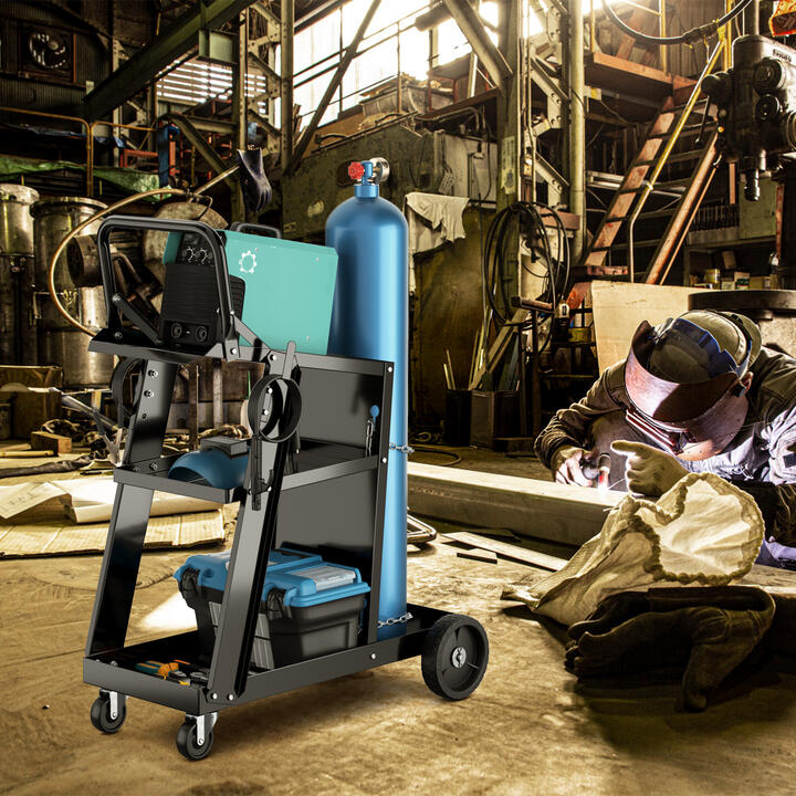 Costway3-Tier Welding Cart Rolling Welder Cart with Tilt-Table and 4 Wheels